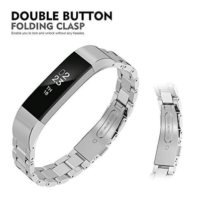 Compatible with Alta Bands Metal, Special Edition Replacement for Alta HR Stainless Steel Bands Adjustable Accessory Wristband Small Large for Alta Bracelet Women Men - color: Q1-03 Metal-Silver
