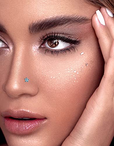 Akeoqi 12Pcs Nose Rings Stud L Shape Nose Rings Cubic Zirconia Butterfly Flower Eye Moon Crown Heart Lightning Shape Nose Studs Piercing Jewelry for Women Men Silver Gold Plated 20G - style: E:Snake&Silver