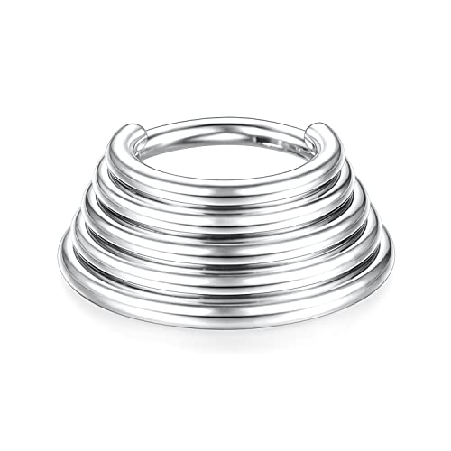 FUNLMO 18G 16G Septum Jewelry Triple Stacked Septum Nose Ring Surgical Steel Daith Conch Helix Cartilage Lobe Piercing Jewelry - color: Style 2: Silver-5 tier stack