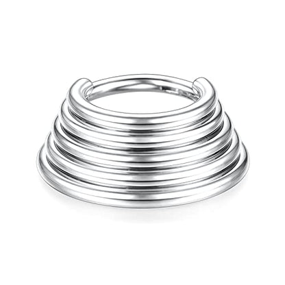 FUNLMO 18G 16G Septum Jewelry Triple Stacked Septum Nose Ring Surgical Steel Daith Conch Helix Cartilage Lobe Piercing Jewelry - color: Style 2: Silver-5 tier stack