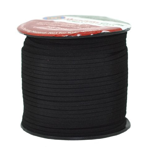Mandala Crafts Faux Suede Cords Black Leather Cords for Jewelry Making - 2.65mm Leather Laces Leather Strips Flat Vegan Leather Strings for Dream Catchers Supplies - color: Black, size: 2.65mm 100 Yards