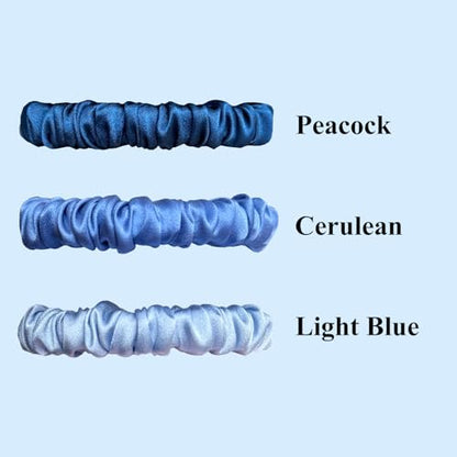VLOMOT 3 Pcs Set 100% Pure Mulberry Silk Hair Scrunchies (Blue) | Silk Hair Ties for Thin Hair with 3 Chic Colors Everyday Skinny Scrunchies Silk Ponytail Holders Hair Care No Damage - color: Blue