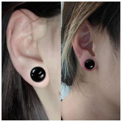8G-12mm Acrylic Single Flare Gauges for Ears with Silicone O-Ring Opalite/Black/White/Clear Gauges Plugs and Tunnels Stretcher Expander Stretching Kit for Women Men - color: Black 8G-12mm