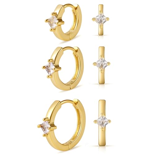 micuco Small Hoop Earrings for Women, Tiny Cartilage Hoop Earrings for Men | Helix Daith Tragus Ear Hugging Hoop Earrings Sleeper Hypoallergenic Earrings - style: A2: SCZ 8 10 12mm Gold (3 Pairs)