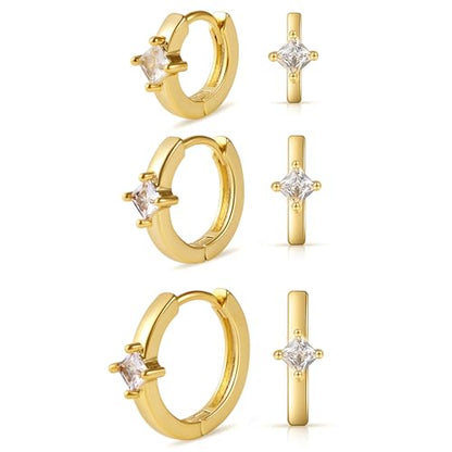 micuco Small Hoop Earrings for Women, Tiny Cartilage Hoop Earrings for Men | Helix Daith Tragus Ear Hugging Hoop Earrings Sleeper Hypoallergenic Earrings - style: A2: SCZ 8 10 12mm Gold (3 Pairs)