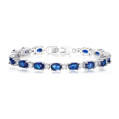 Crysdue Wedding Bridal Bracelets for Brides, Cubic Zirconia Tennis Birthstone Jewelry Gift for Women Prom - style: A_Sapphire, 6.8-8.2"