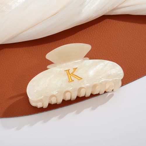 LILIE&WHITE Acrylic Letter Hair Clips For Women Stylish K Monogram | Alphabet Hair Clip Fashion Glitter Claw Clips Elegant And Durable Hair Accessory Large Hair Clips K - color: HC22539K