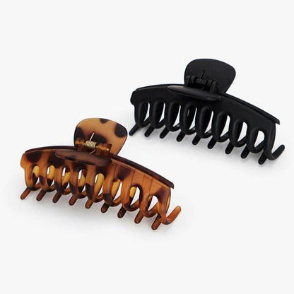 Kitsch Large Hair Clips For Women - Black & Tortoise, 2pcs | Durable Recycled Plastic Claw Clips for Styling & Updos – Secure All-Day Hold Hair Clips For Thick Hair, Comfortable Fit