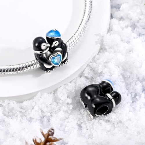 NARMO 925 Sterling Silver Charm Bead for Bracelets Silver Charms for Women - color: Cute Penguins