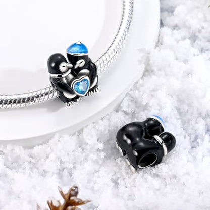 NARMO 925 Sterling Silver Charm Bead for Bracelets Silver Charms for Women - color: Cute Penguins