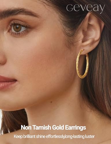 3MM Wide Silver Hoop Earrings for Women Hypoallergenic 925 Sterling Silver Post Hoop Earrings Lightweight Large Big Twisted Silver Hoop Earrings for Everyday Wear 30MM/40MM/50MM - color: 40MM Gold
