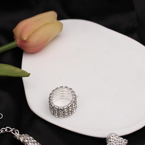 Silver Plated Elegant Necklace Earrings Bride Bridesmaid Jewelry Sets for Wedding Prom Crystal Jewelry Set for Women Costume Accessories - color: 014-Silver Plated