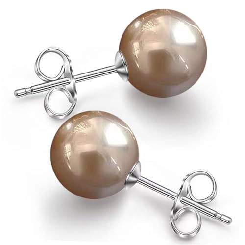 Pearl Stud Earrings Multicolor Shell Beads Pearl Hypoallergenic Stud Earrings Ocean Shell Pearl Jewelry - color: Champagne