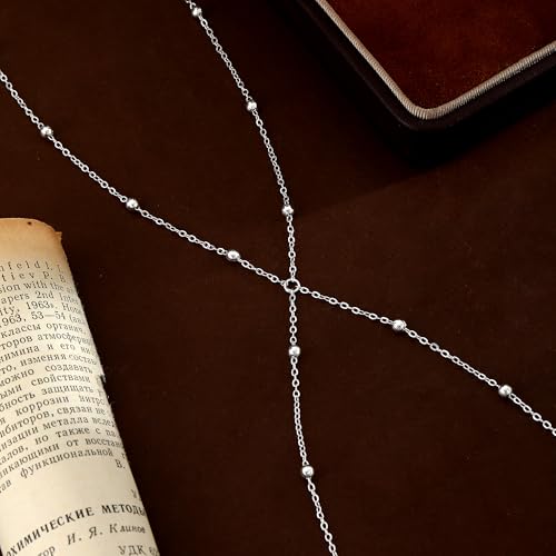 14K Gold Plated Waist Chain for Women Dainty 2Pcs Layered Belly Chain Beaded Pearl Body Chain Belt Set Waterproof Summer Beach Bikini Jewelry Accessories Adjustable Waist Beads Gift - style: Double Bead-SL