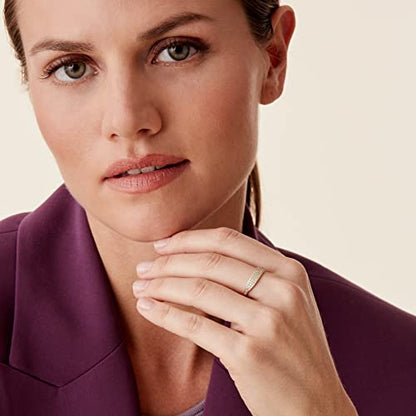 PAVOI 14K Gold Plated Slim Signet Ring with Sparkling Cubic Zirconia | Lightweight Dainty Statement Rings for Women | Everyday Jewelry - color: White Gold
