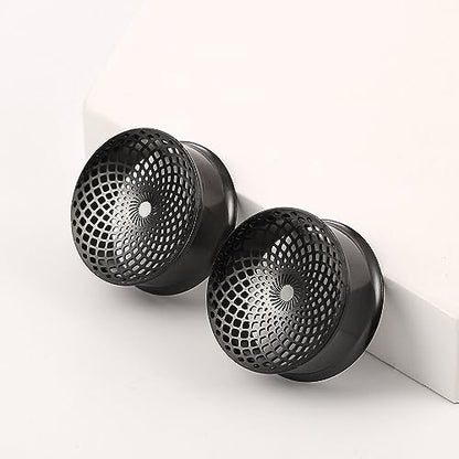 1 Pair New Classic gauges Ear Plugs Tunnels Hypoallergenic 316 Stainless Steel Ear Gauges 8mm-25mm (0G-1") Body Piercing Jewelry - color: Black-1407, size: 5/8" (16mm)