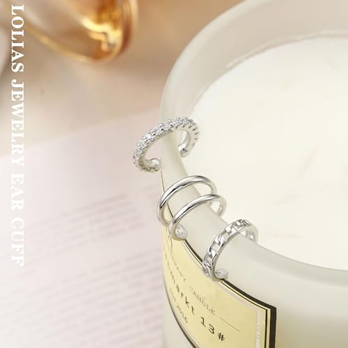 LOLIAS 𝐄𝐚𝐫 𝐂𝐮𝐟𝐟 𝐄𝐚𝐫𝐫𝐢𝐧𝐠𝐬 for Women Non Piercing Gold Plated Ear Cuffs 𝟏𝟒𝐊 𝐆𝐨𝐥𝐝 𝐏𝐥𝐚𝐭𝐞𝐝 Ear Cuff for Non Pierced Ears Clip on Cartilage Earring 𝐅𝐚𝐤𝐞 𝐄𝐚𝐫𝐫𝐢𝐧𝐠𝐬 Lightweight - style: White Gold Plated