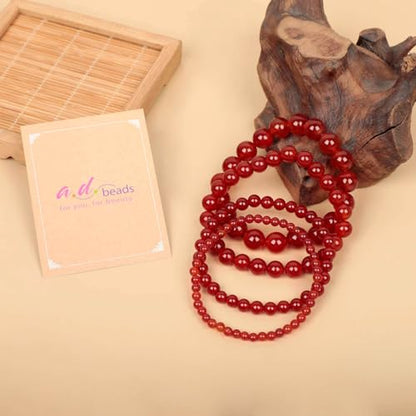 AD Beads Handmade Gemstone Stretch Elastic Bracelet Crystal Healing Reiki Nature's Beauty and Spiritual Essence Unisex (8mm, Carnelian (Life Enjoyment)) - color: Carnelian (Life Enjoyment), size: 8mm