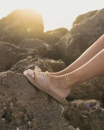 MFRYK Gold Plated Layered Anklet for Women, Adjustable Ankle Bracelet Gift - color: gold
