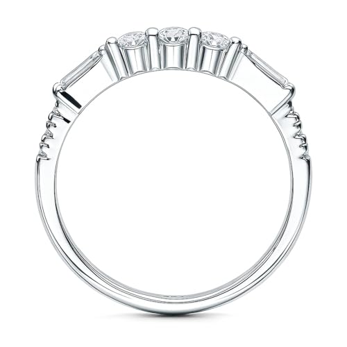 BERRICLE Sterling Silver CZ Art Deco Rings Half Eternity Ring for Women, Cubic Zirconia - style: Harmony Baguette Bliss
