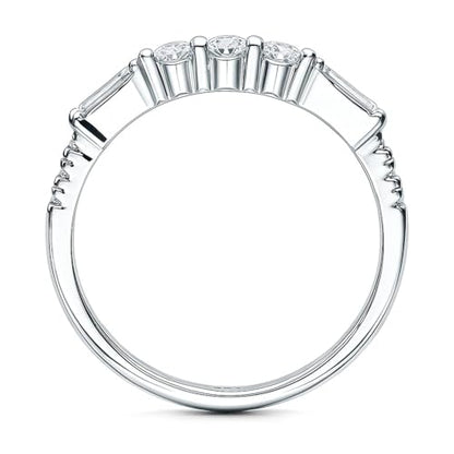 BERRICLE Sterling Silver CZ Art Deco Rings Half Eternity Ring for Women, Cubic Zirconia - style: Harmony Baguette Bliss