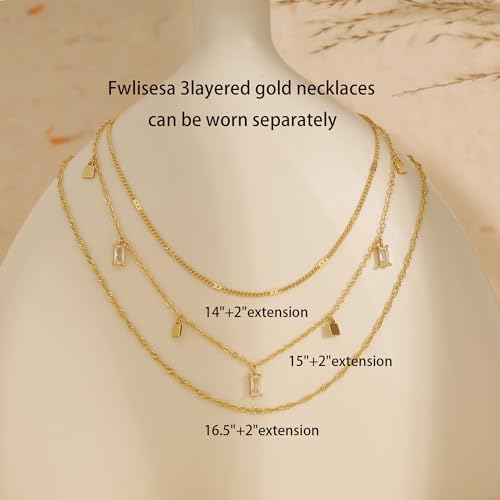 Layered Necklaces for Women, Dainty Gold Necklace Stack 14k Gold Plated Layering CZ Chain Choker Necklaces for Women Trendy Simple Non Tarnish Gold Necklaces Set Fashion Bridal Prom Jewelry - color: set1