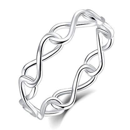 BORUO 925 Sterling Silver Ring High Polish Infinity Symbol Tarnish Resistant Comfort Fit Wedding Band Ring Size 4-12