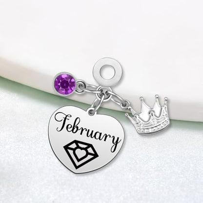 Birthday Gifts for Women Birthstone Charms for Bracelets Necklaces Jewelry Gift for Mom Wife Daughter Granddaughter Niece Sister Girlfriend - color: February