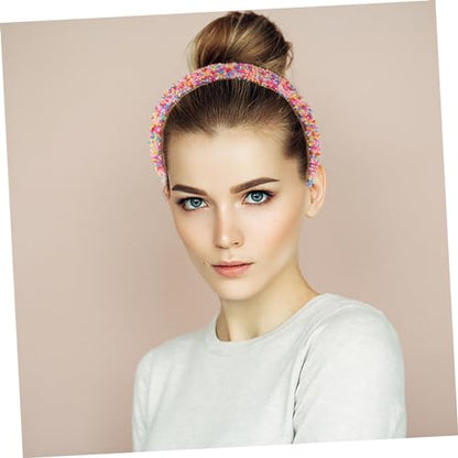 Women Headband Padded Wide Headband Face Care Accessory Hair Band Reusable Portable Comfortable Wide Edge Fashion Headwear for Daily Parties Weddings Jeweled Hairband for Women