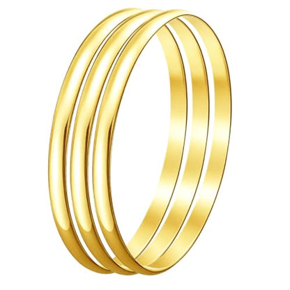 18K Gold Smooth Exquisite Cuff Bangle Bracelet Jewelry Set Jewelry Gift For Women Bracelet Set - size: 7.8Inch-Perimeter