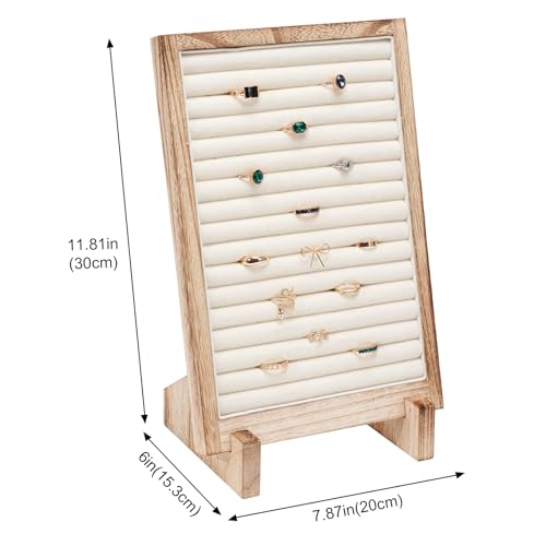 Lolalet Wooden Jewelry Display Stand -1 Pack, Ring | Necklace Bracelets Earrings Rings Jewelries Stand Freestanding Natural Wood Holder Rack for Selling Vendor Store - color: Ring