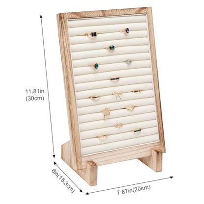 Lolalet Wooden Jewelry Display Stand -1 Pack, Ring | Necklace Bracelets Earrings Rings Jewelries Stand Freestanding Natural Wood Holder Rack for Selling Vendor Store - color: Ring
