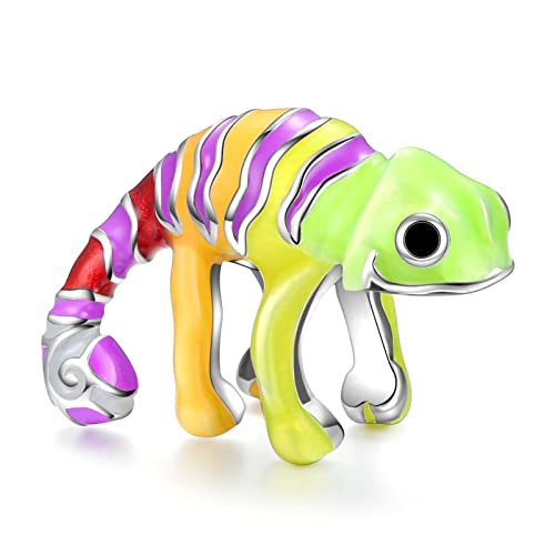 LNQOBU 925 Sterling Silver Charms Color-changing Chameleon Dangle Charm Beads Glow in the Dark Charme fits Pandora Bracelets and Necklace Jewelry Gift for Women - style: B-Chameleon charm