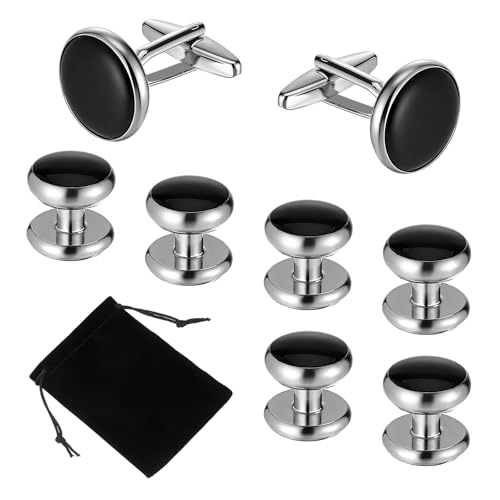 8 Pcs Men’s Tuxedo Studs and Cufflinks Set Classic Tuxedos Shirt Studs | Tuxedo Buttons and Cufflinks, Business Wedding Formal Accessories, Anniversary Birthday Gift, Cufflink for Men, Shirts Vests