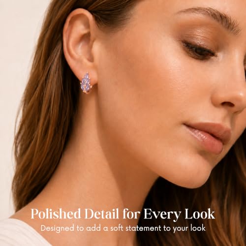 Gempires Huggie Hoop Earrings for Women | Cubic Zirconia Fashion Earrings Collection | Gold, Silver & Rose Gold Tone Styles | Lightweight Everyday Jewelry - color: Floral Crystal Drop