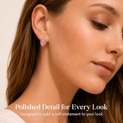 Gempires Huggie Hoop Earrings for Women | Cubic Zirconia Fashion Earrings Collection | Gold, Silver & Rose Gold Tone Styles | Lightweight Everyday Jewelry - color: Floral Crystal Drop