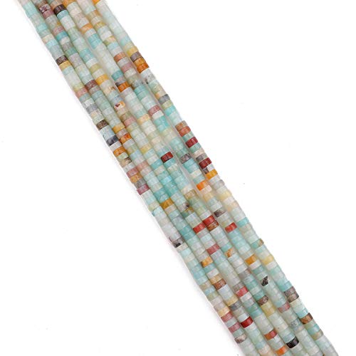 BEADIA Natural Amazonite Spacer Beads Caps Loose Semi Gemstone for Beading Jewelry Making 4mmx2mm 38cm - color: Amazonite, size: Round 4mm x 2mm