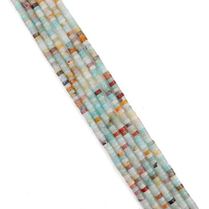 BEADIA Natural Amazonite Spacer Beads Caps Loose Semi Gemstone for Beading Jewelry Making 4mmx2mm 38cm - color: Amazonite, size: Round 4mm x 2mm