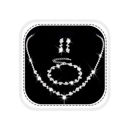 Unicra Bride Crystal Necklace Earrings Set Bridal Wedding Jewelry Sets Rhinestone Choker Necklace Costume Jewelry Set for Women and Brides - color: Silver Necklace Bracelet Earrings