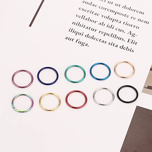 Besteel 10PCS Septum Nose Rings Hoops for Women Men - 16G 18G 316L Surgical Stainless Steel Hinged Clicker Lip Helix Rook Tragus Daith Conch Piercing Jewelry Cartilage Sleeper Earrings Set 8/10/12MM - style: 10 PCS - 18G 10MM