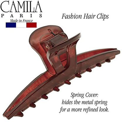 Camila Paris CP3225 French Hair Clip for Women, Narrow, Strong Hold Grip Double Teeth Girls Hair Claw Clips Jaw, Fashion Durable Styling Hair Accessories for Women, Made in France - color: Red 4"