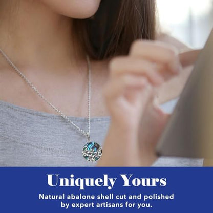 Shop LC 925 Sterling Silver Boho Abalone Shell Pendant | Teardrop Shape, Coastal, Beach Jewelry - color: Abalone # 06