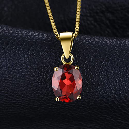 JewelryPalace Natural Gemstone Garnet Peridot Amethyst Citrine Blue Topaz Birthstone Solitaire Pendant Necklace Jewelry Set, 14k Gold Plated 925 Sterling Silver Necklaces for Women, 18 Inch Box chain - color: H-Yellow Gold Plated-Garnet