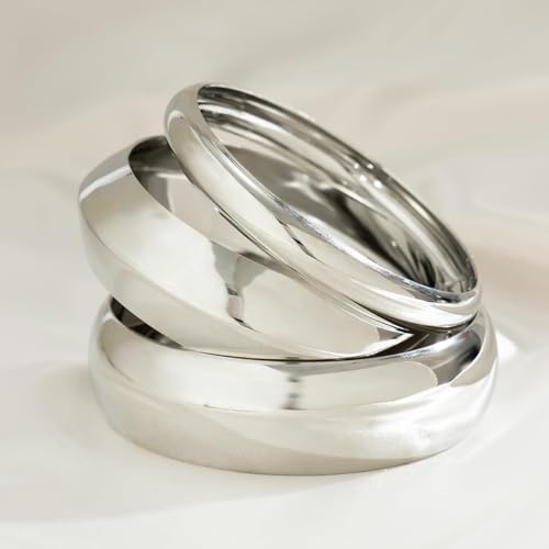 Chunky Gold Bangle Bracelets for Women Stack Wide Wrist Bracelets Gold Stackable Bracelets Jewelry - style: silver 1