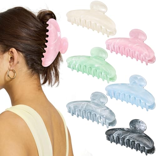 6 Pack Hair Claw Clips for Women - Large Non-Slip Claws for Thick Thin Hair, Cute Hair Barrettes Elegant & Durable, Fashion Hair Accessories Stylish Jaw Clips for Girls Gift(Assorted Colors) - size: Large-Classic