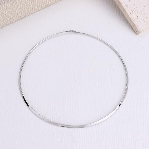 Sanfenly Choker Collar for Women 14K Gold Plated Silver Stainless Steel Metal Collar Choker Necklace Statement Open Cuff Bangle Necklace for Women - style: Classic Silver