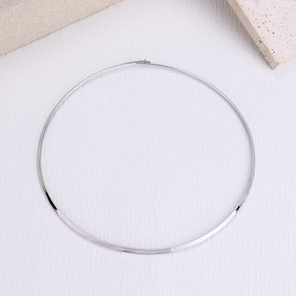 Sanfenly Choker Collar for Women 14K Gold Plated Silver Stainless Steel Metal Collar Choker Necklace Statement Open Cuff Bangle Necklace for Women - style: Classic Silver