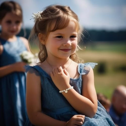 Flower Girl Proposal Bracelet, Initial Pearl Bracelet with Gift Box | Personalized initial pearl bracelet for flower girls, a sweet wedding proposal keepsake presented in a ready-to-gift box
