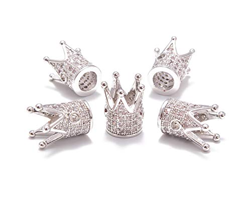 AD Beads Zircon Pave Rhinestones Crown Big Hole Bracelet Connector Spacer Beads (10pcs Mixed Color Crown (9x12mm)) - color: 10pcs Mixed Color Crown (9x12mm)