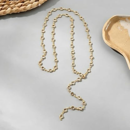 Long Faux Pearl Beaded Y Tassel Lariat Necklace for Women,Boho Dainty Chain Crystal Rhinestone Statement Necklace Fashion Lightweight Jewelry Gifts - color: Clear